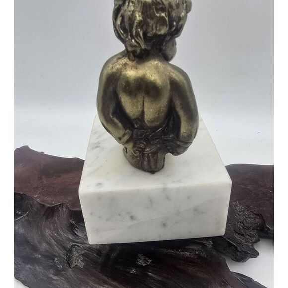 Brass Cherub Bookend Paperweight  Figurine on Marble Bases Regency - Picture 6 of 16